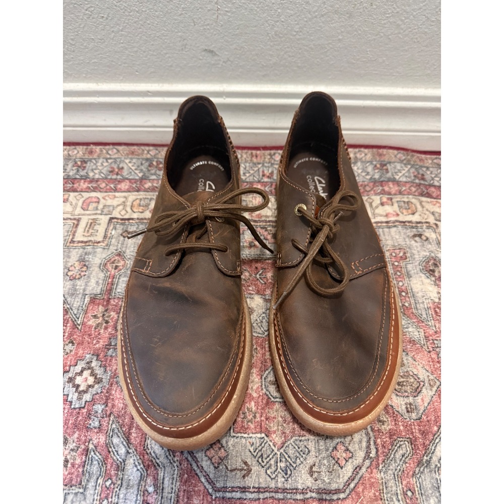 Clarks OakPark Mens gum sole Brown Leather Lace Up Casual Shoes Size 11.5 M